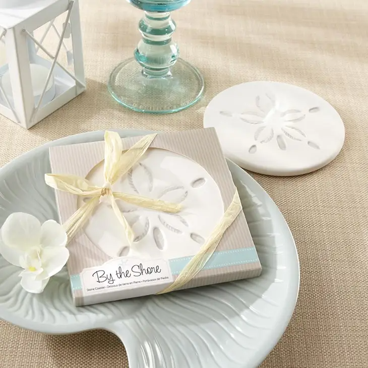 By The Shore Sand Dollar Stone Coaster - 4-in - Mellow Monkey