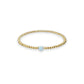 "SINGLE OPAL HEART" Small Charm and Gold Filled Ball Beaded Stretch Bracelet - Mellow Monkey