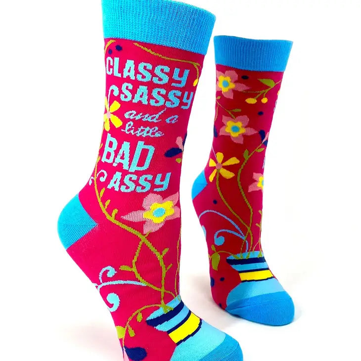 Sassy Classy and a Little Bad Assy - Women's Crew Socks - Mellow Monkey