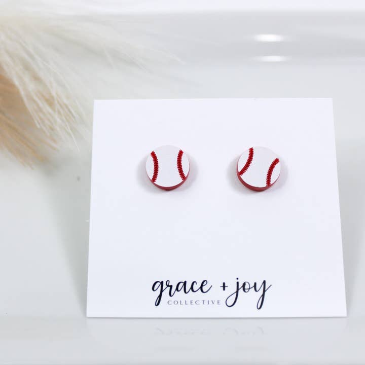 Baseball Stud Acrylic Earring - Mellow Monkey
