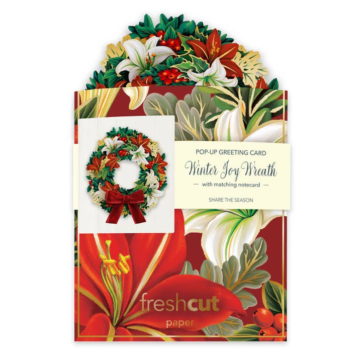 FreshCut Mini Winter Joy Wreath Pop-Up Bouquet & Greeting Card - Mellow Monkey