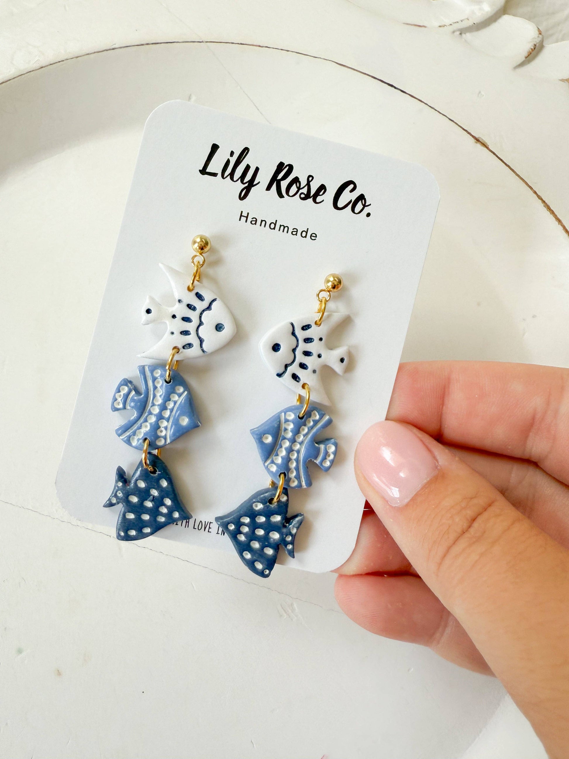 Three Tier Fish Clay Earrings - Mellow Monkey