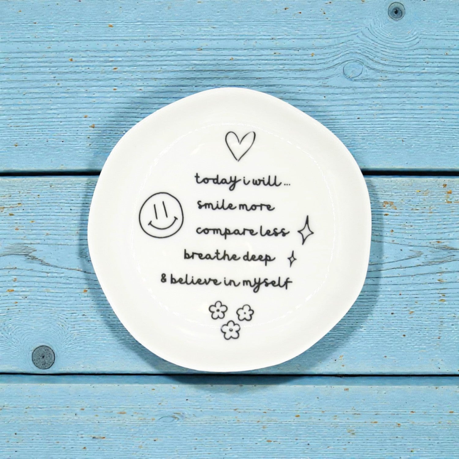 Today I Will Smile More - Round Trinket Tray - Mellow Monkey