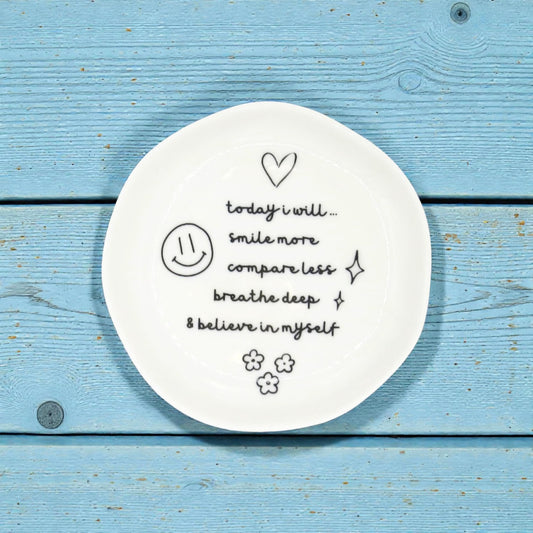 Today I Will Smile More - Round Trinket Tray - Mellow Monkey