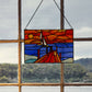 Sailboat Orange & Blue Stained Glass Window Panel - 14-in - Mellow Monkey
