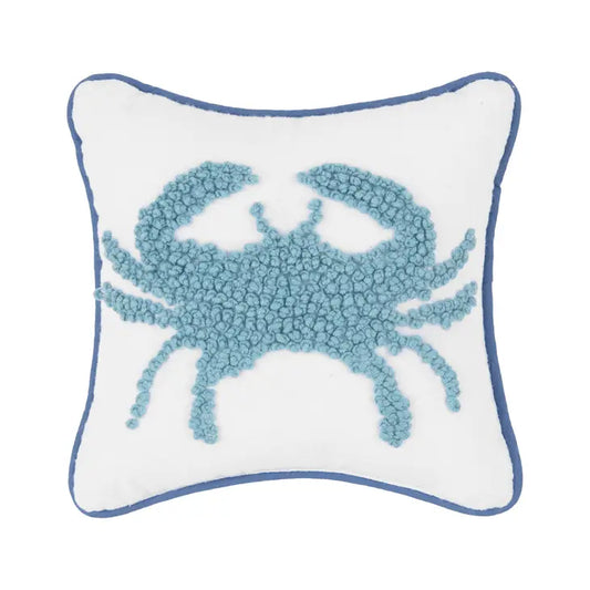 Blue Crab French Knot Pillow - 8-in - Mellow Monkey