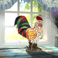 Tiffany-Style Rooster Multi-Color Novelty Accent Lamp - 15-in