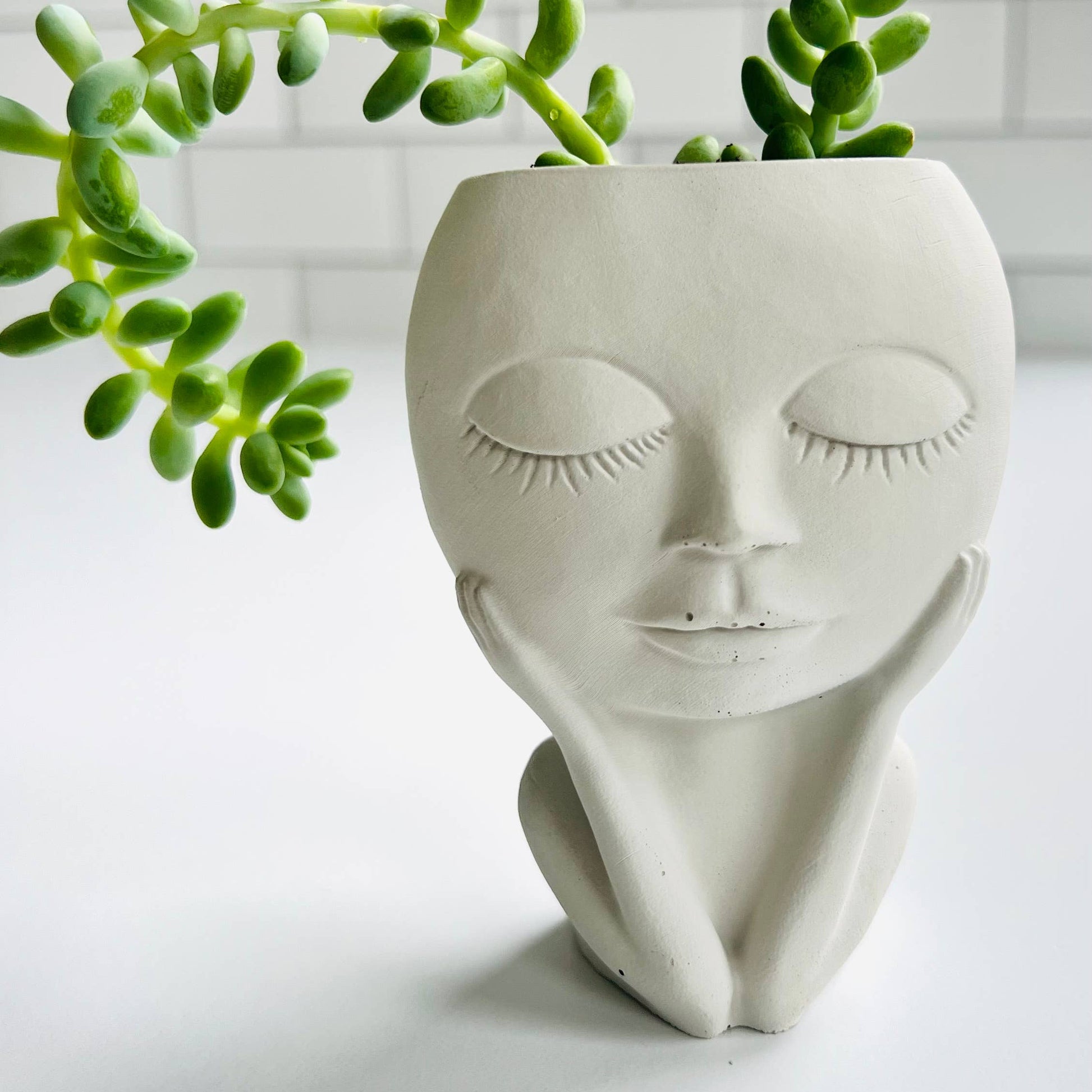 Deep Thought Girl Planter - White - Mellow Monkey