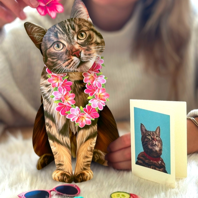 Brown Tabby - Freshcut Pop-Up Pet Greeting Cards - Mellow Monkey