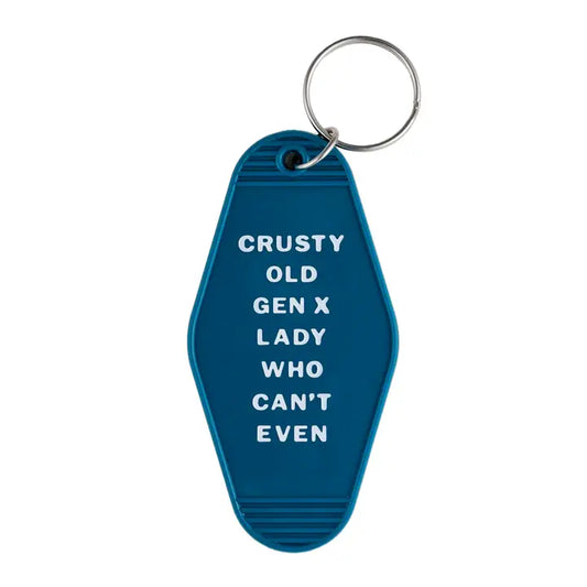 Crusty Old Gen X Lady - Motel Style Keychain - Teal - Mellow Monkey