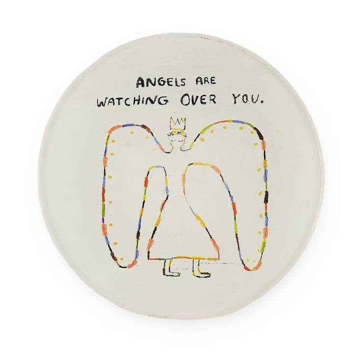 Angels Are Watching - Round Decoupage Plate - 4-in - Mellow Monkey