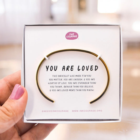 You Are Loved! - Encouragement Cuff Bracelet - Rose Gold