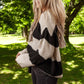 Color block Pullover Loose Sweater - Black