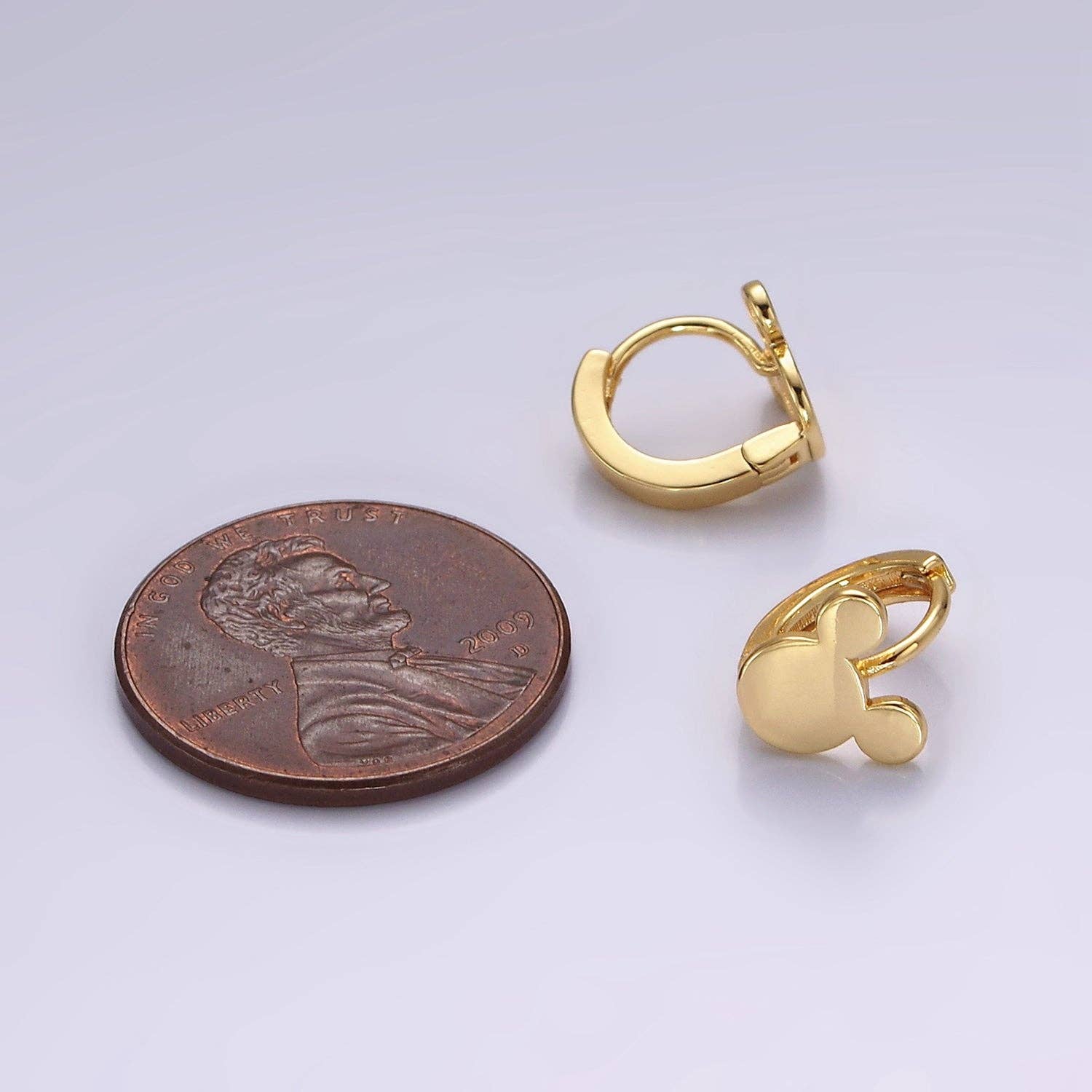 14K Gold Filled Mouse Animal Minimalist Cartilage Huggie Earrings | AE957 - Mellow Monkey