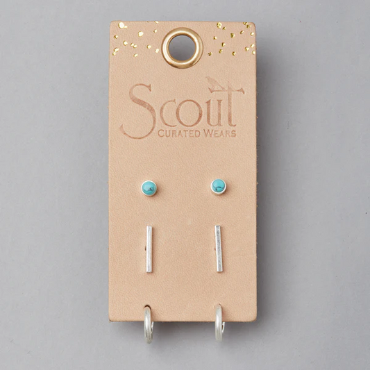 Scarlett Stud Trio - Turquoise/Silver - Mellow Monkey