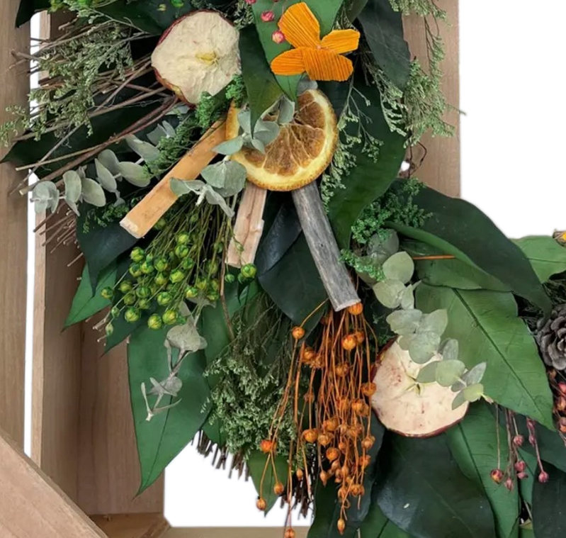 Country Citrus Dried Floral Wreath - 18-in - Mellow Monkey