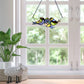 Peyton Blue Three Birds Stained Glass Window Panel - 4-1/2-in - Mellow Monkey