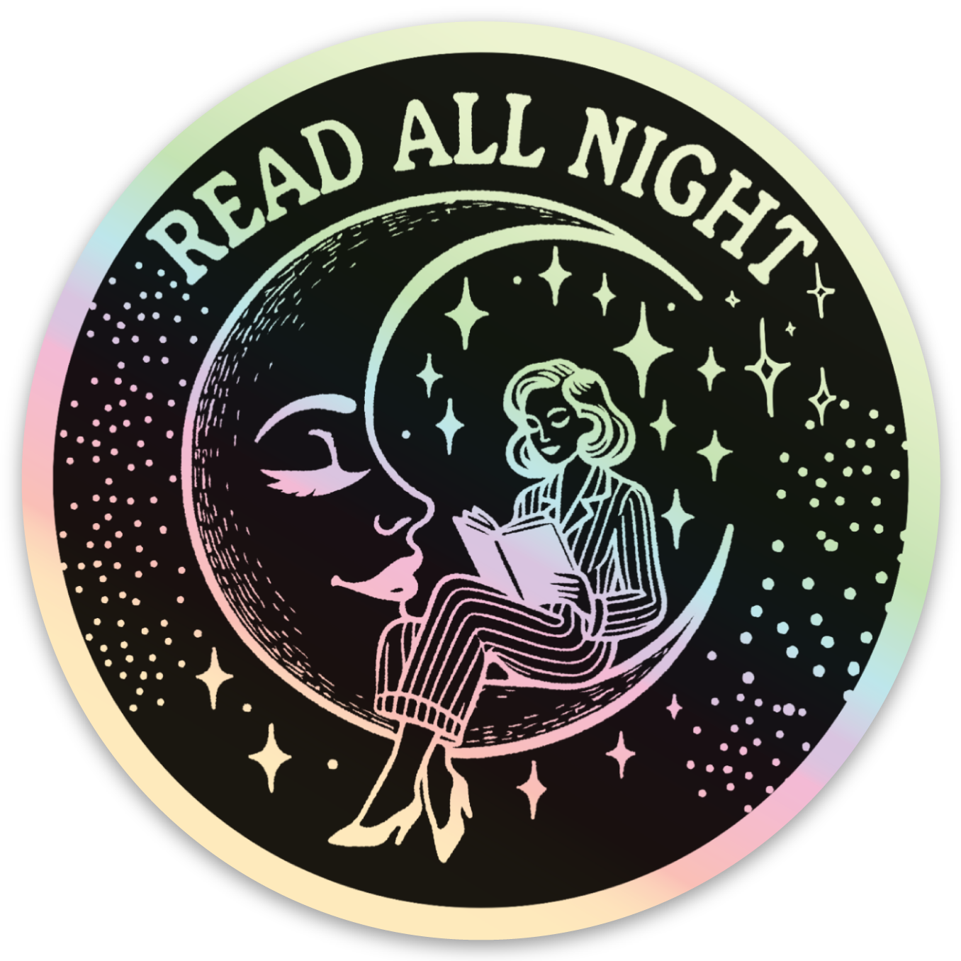 Read all night holographic sticker hydroflask planner - Mellow Monkey