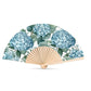 Hydrangea Hand Fan-Blue & Green-16"W - Mellow Monkey
