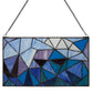 Geometric Abstract Blue Stained Glass Window Panel - 14-in - Mellow Monkey