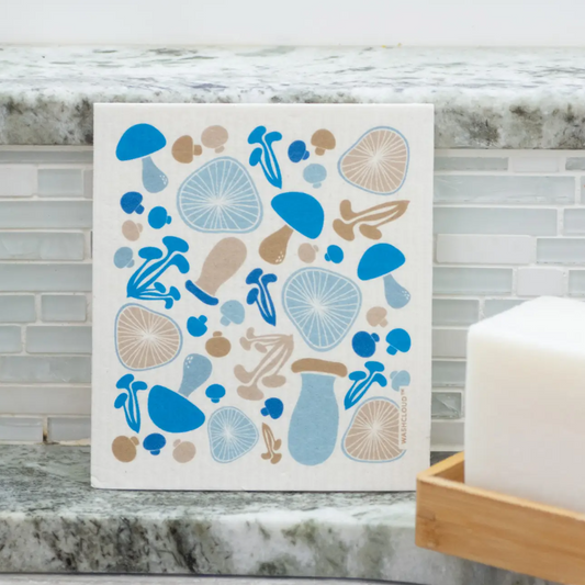 Blue Mushrooms Swedish Dishcloth - Mellow Monkey