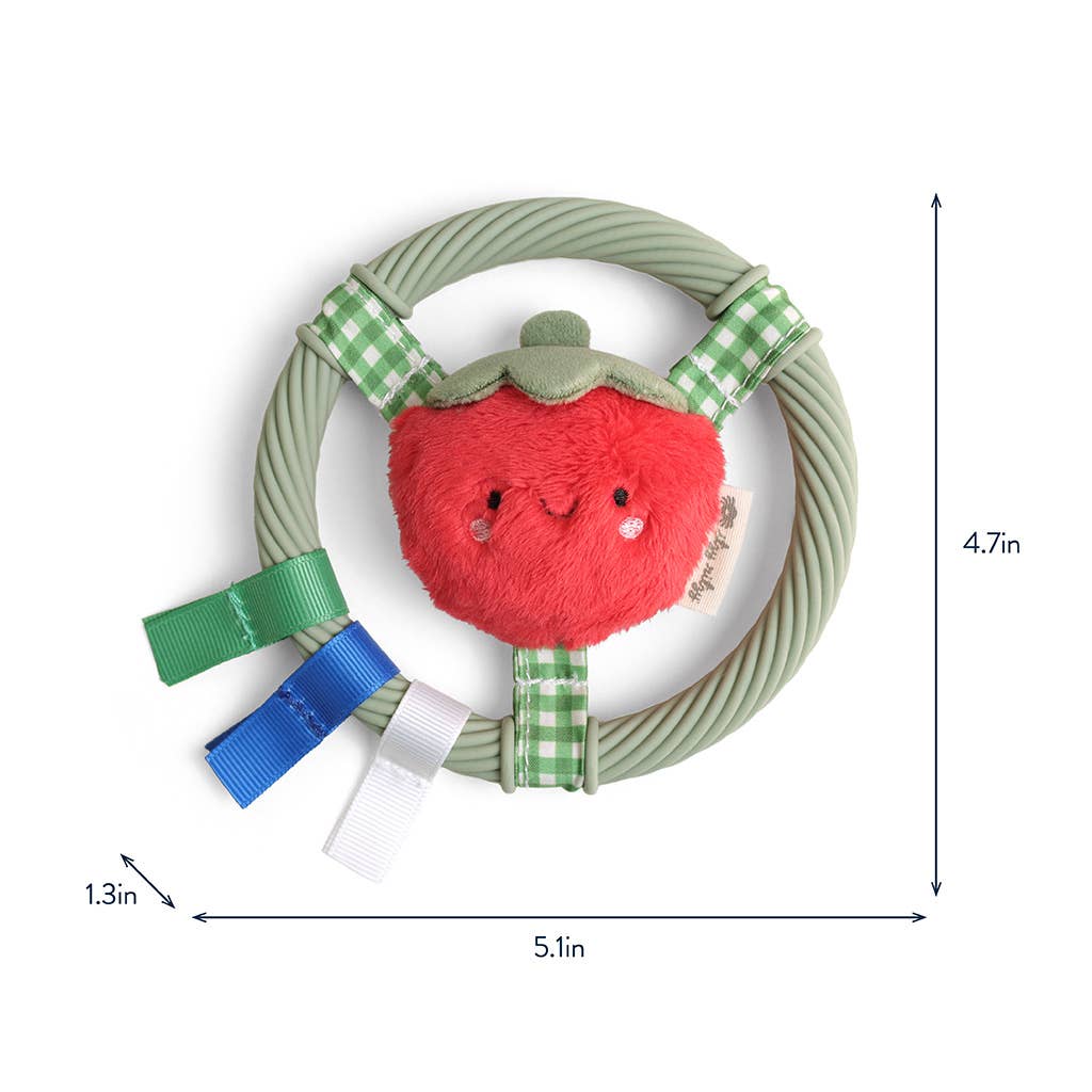 Itzy Ring Pal™ - Teething Ring with Plush Character - Red Tomato - Mellow Monkey
