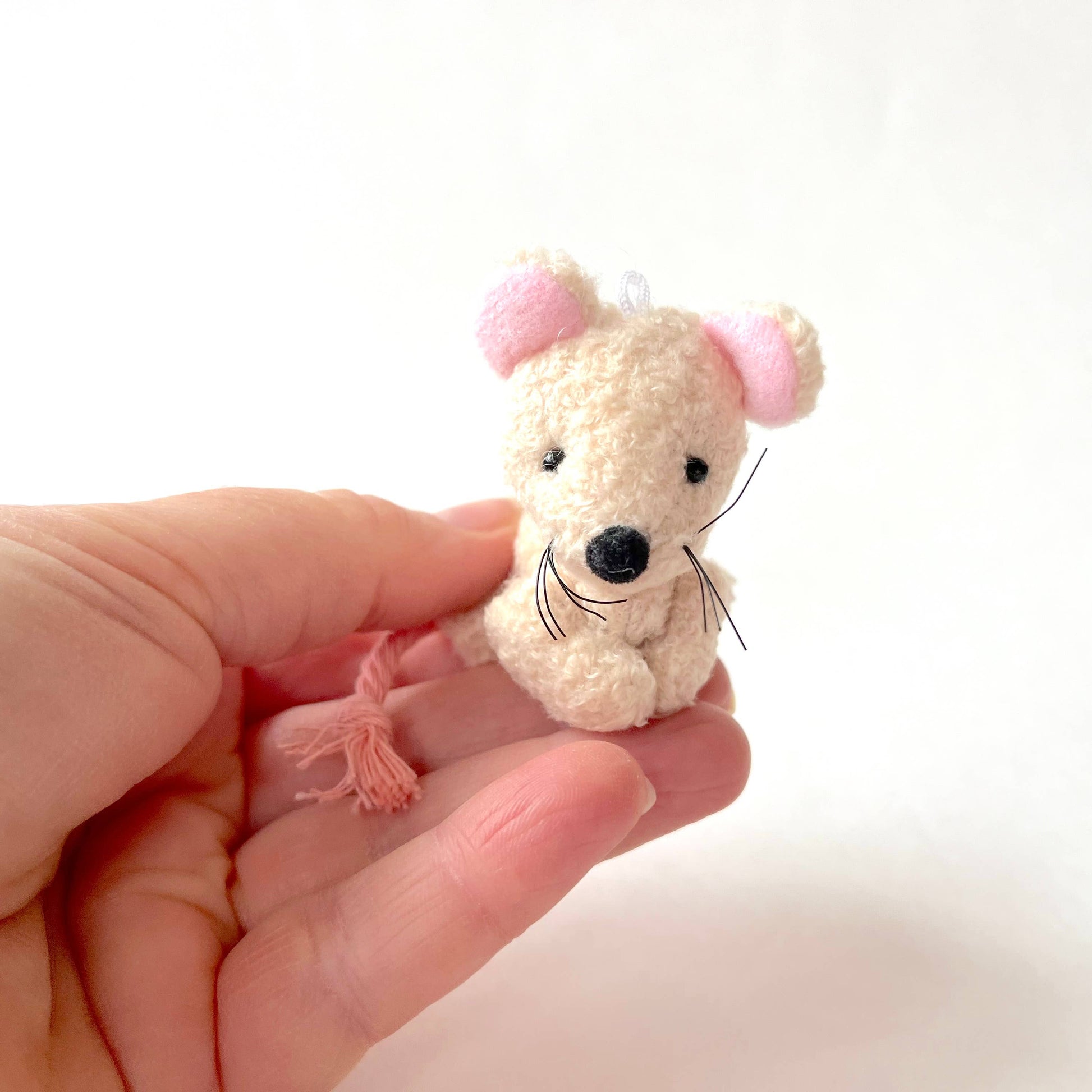 Miniature Plush Mouse - Beige - 2-in - Mellow Monkey