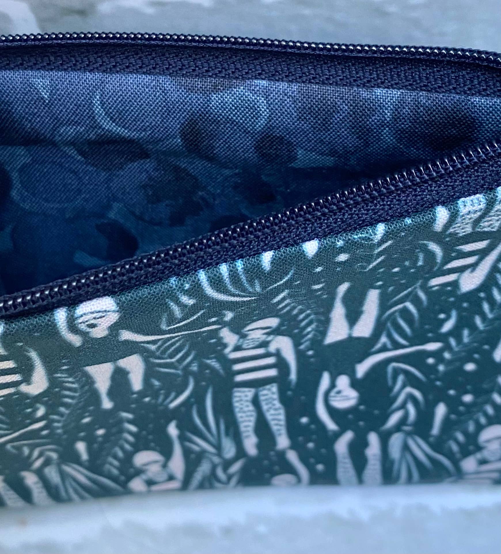 Dark Navy Swimmer Swimming Fabric Purse Pouch - Mellow Monkey