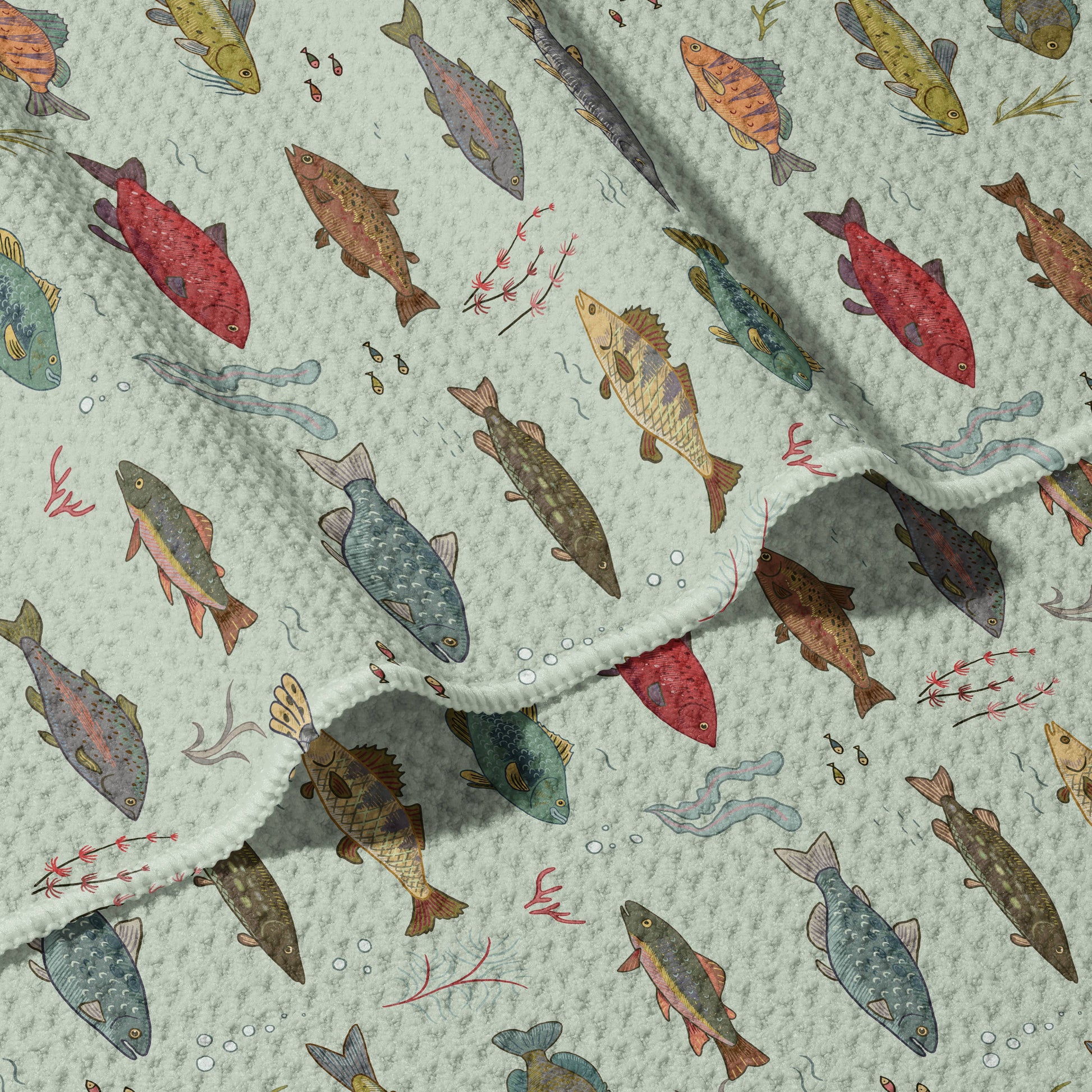 Freshwater Fish - Double Sided Waffle Dish Towel - Mellow Monkey