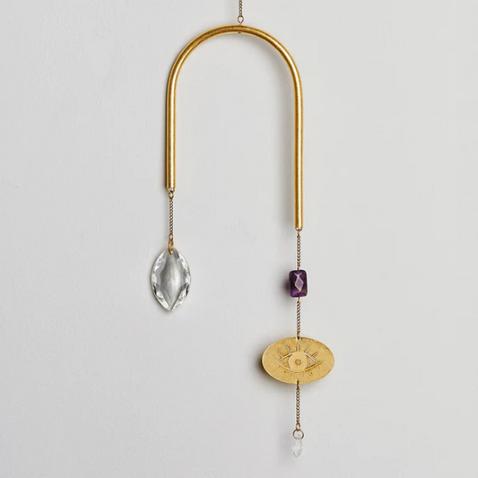 Evil Eye Amethyst Suncatcher - 13.5-in - Mellow Monkey