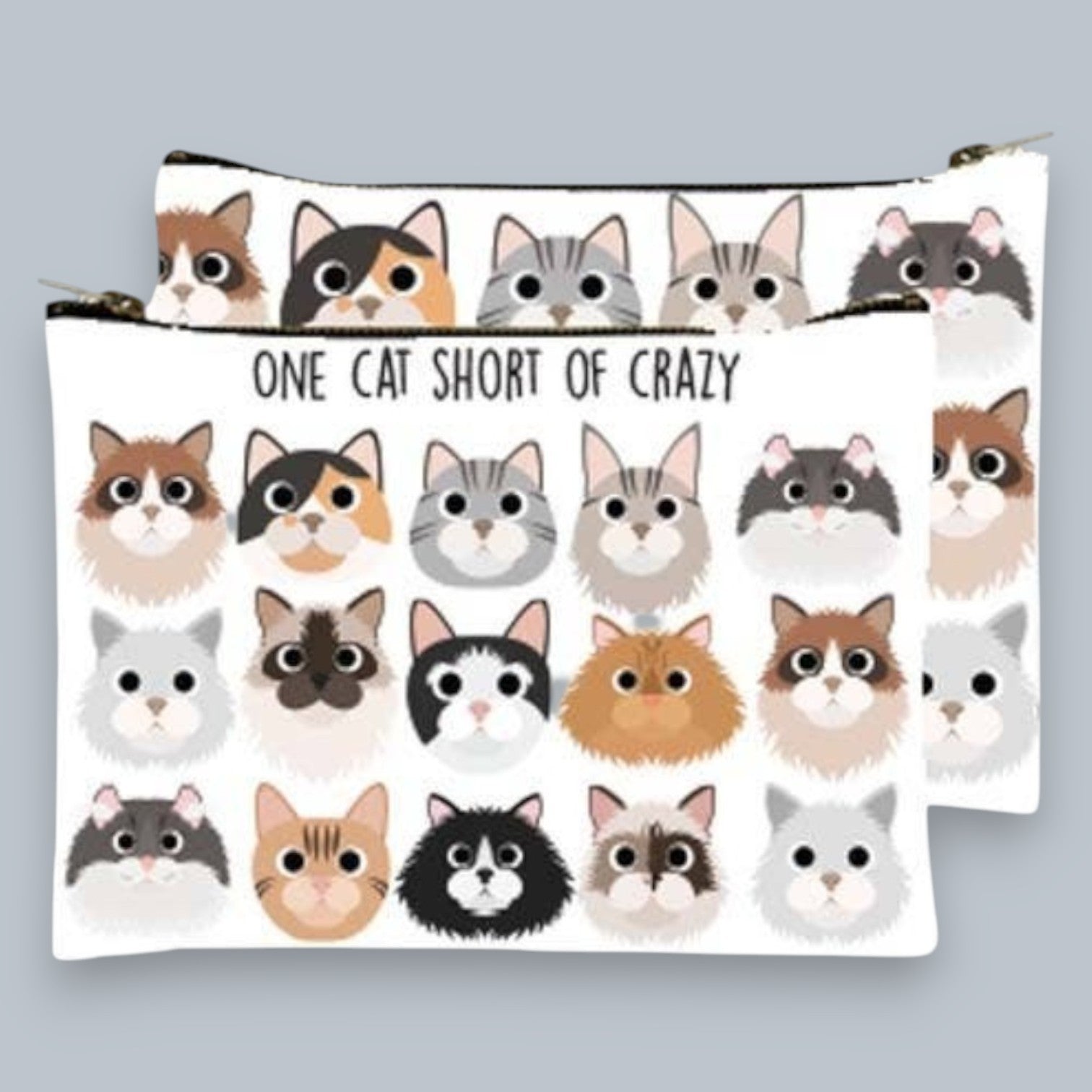 One Cat Short Of Crazy - Zippered Bag - Mellow Monkey