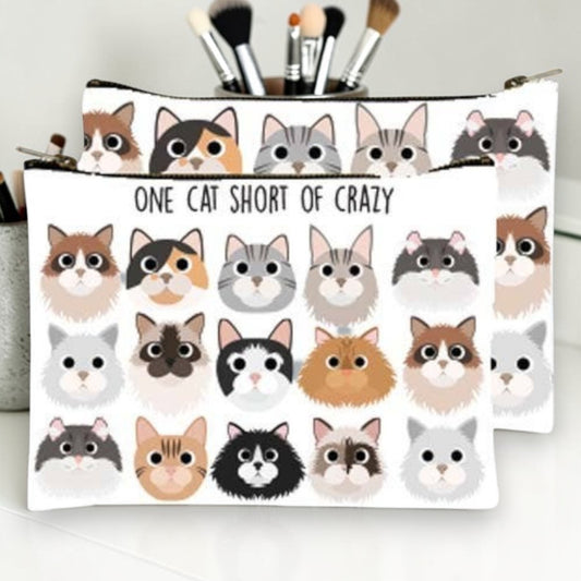 One Cat Short Of Crazy - Zippered Bag - Mellow Monkey