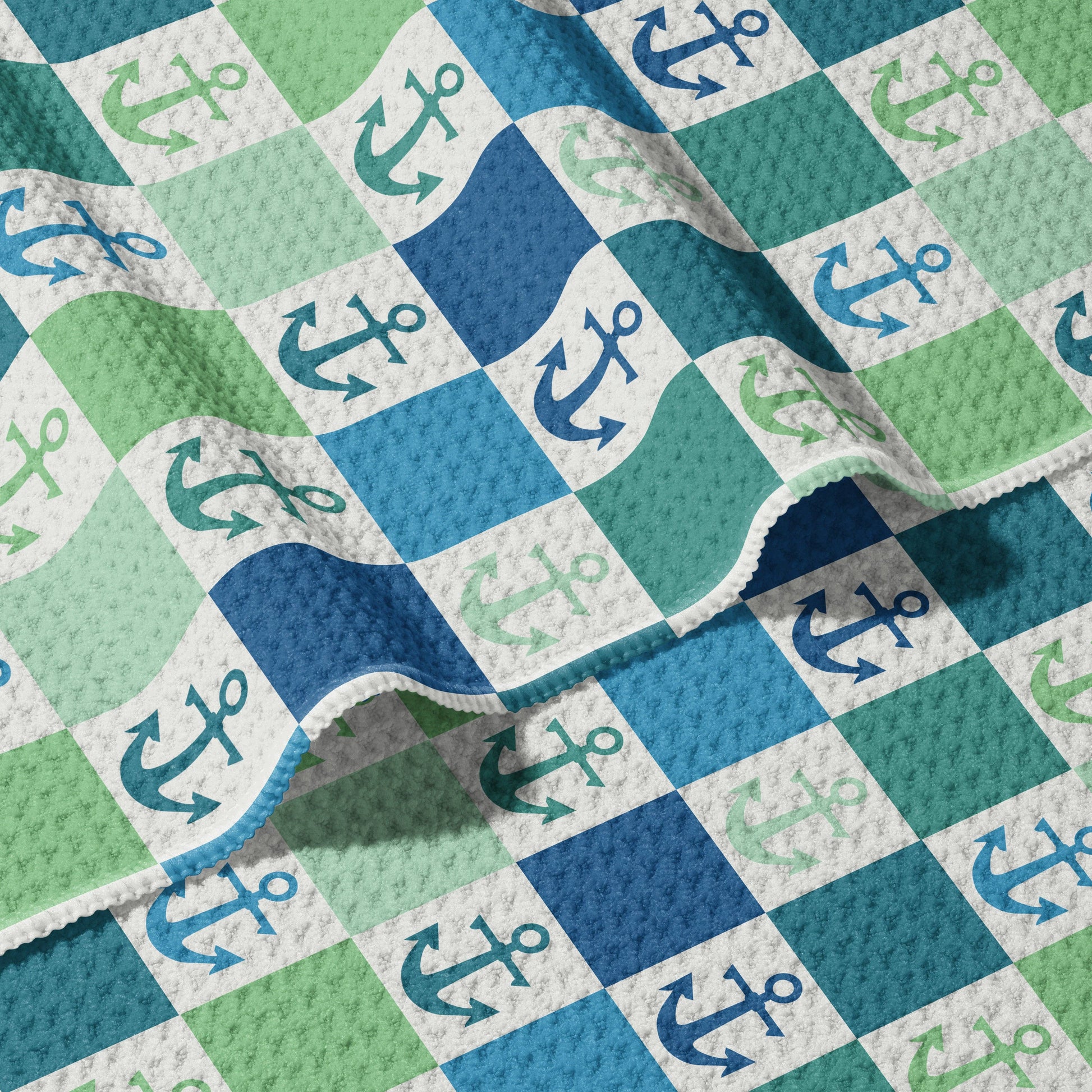 Anchors - Double Sided Waffle Dish Towel - Mellow Monkey