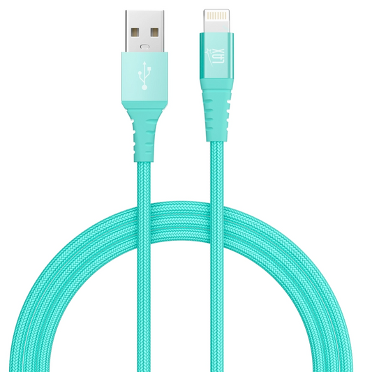 Apple Mfi Certified Lightning Cable 4-ft USB to Lightning - Fast Charging & Syncing - Mint Green - Mellow Monkey