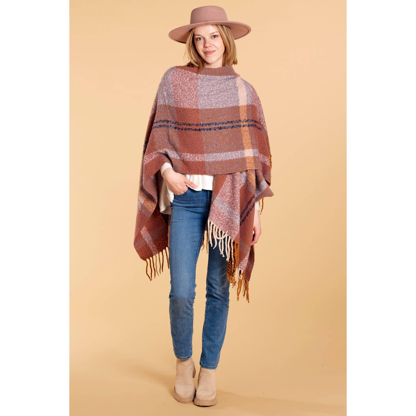 Lavender - Savannah Plaid Ruana - Mellow Monkey