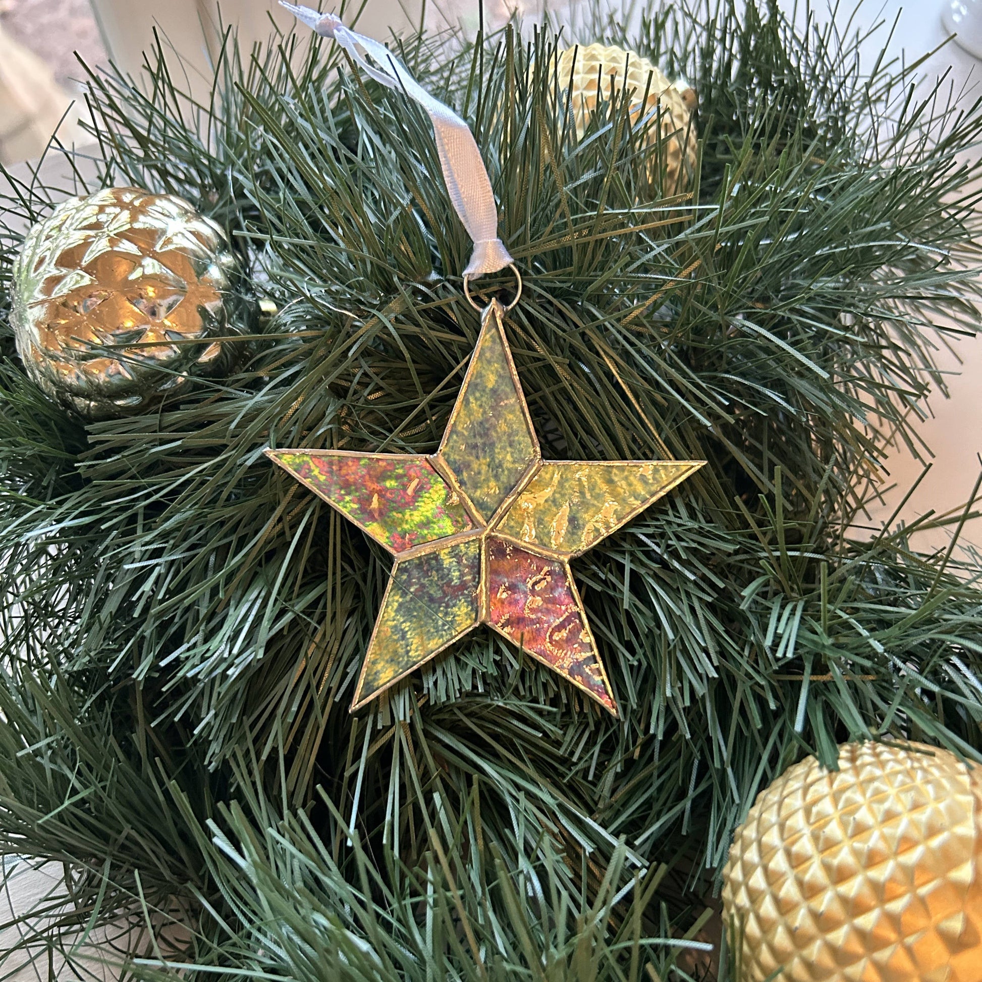 Peace and Hope Stained Glass Christmas Star Ornament - Mellow Monkey