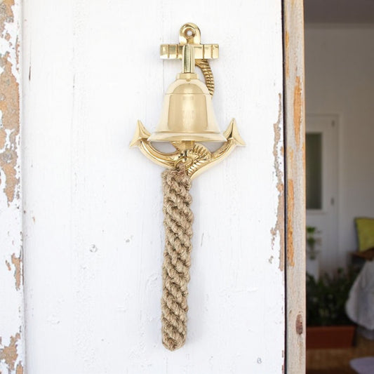 Brass Bell With Anchor Shaped Clapper - 4-3/4-in - Mellow Monkey