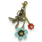 Dragonfly & Flower - Metal Charming Keychain - Mellow Monkey