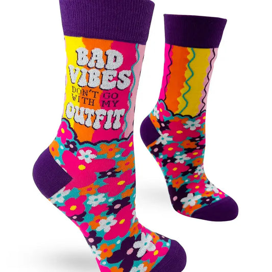 Bad Vibes Don't Go With My Outfit - Women's Crew Socks - Mellow Monkey