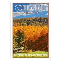 Connecticut Travel Poster Postcard - Mellow Monkey