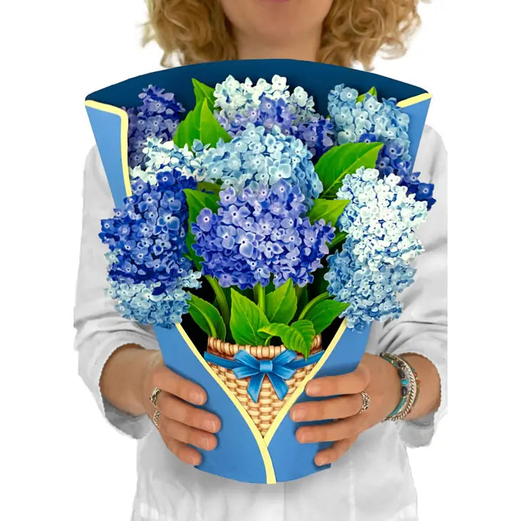 Pop-Up Flower Bouquet Greeting Card - Nantucket Hydrangeas - Mellow Monkey