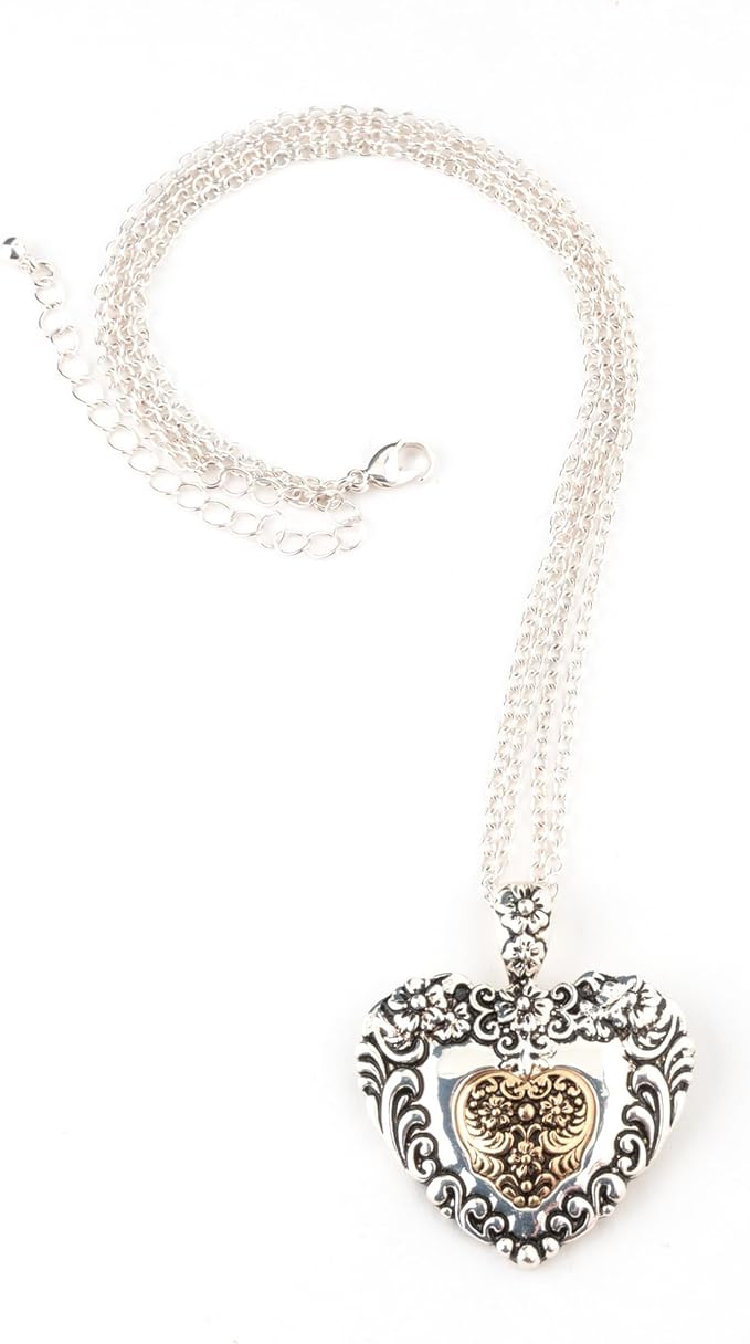 Inspirational Silver Magnolia Heart 18" Pendant Necklace - Mellow Monkey