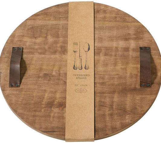 Round Over-sized Mango Wood Serving Board - 20-in - Mellow Monkey