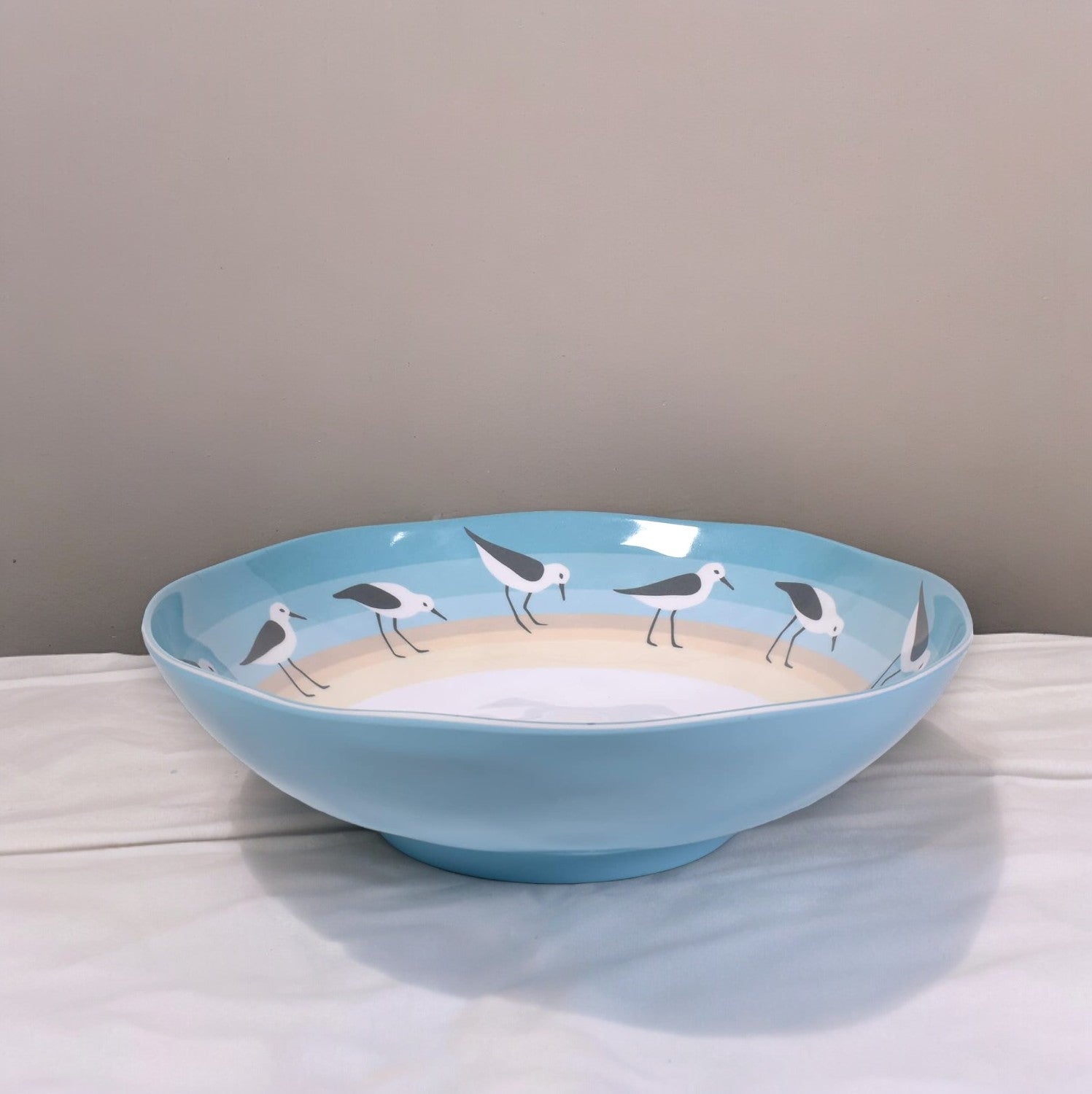 Sandpipers Melamine Serving Bowl - 12-in Round - Mellow Monkey