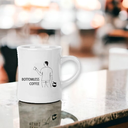 Bottomless Coffee - Classic Ceramic Diner Mug - 10-oz - Mellow Monkey