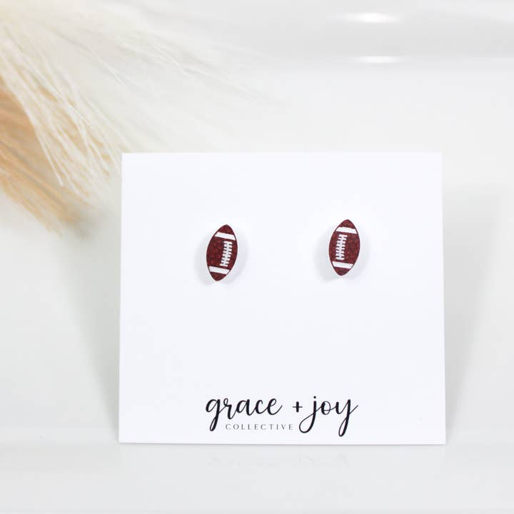 Football Stud Acrylic Earrings - Mellow Monkey
