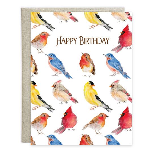 Birthday Greeting Card - Songbird Pattern