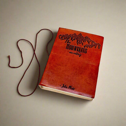 The Mountains Are Calling - Leather Journal - Brown - Mellow Monkey