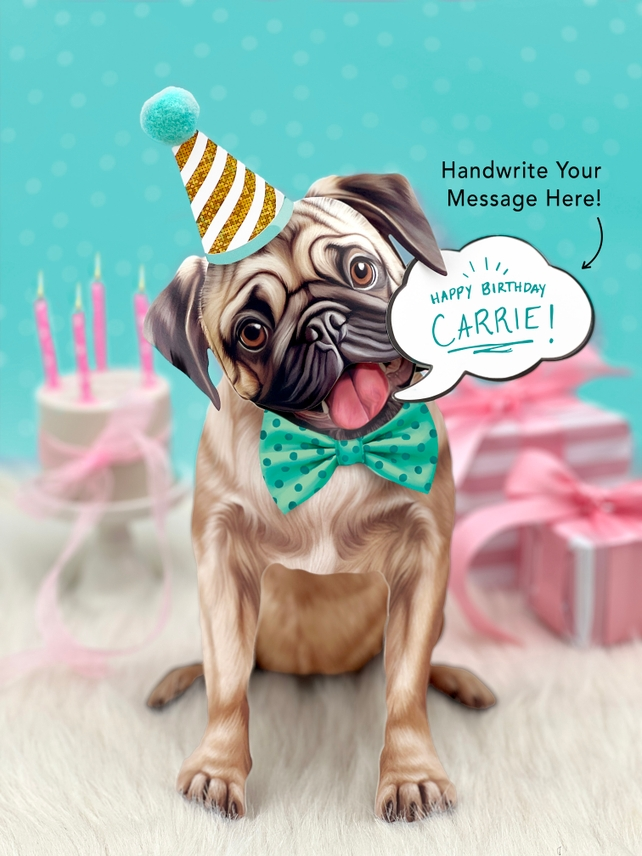 Pug - Freshcut Pop-Up Pet Greeting Cards - Mellow Monkey
