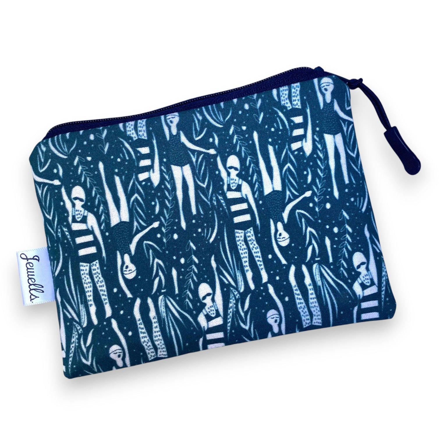Dark Navy Swimmer Swimming Fabric Purse Pouch - Mellow Monkey